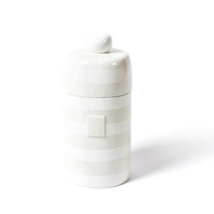 White Stripe Happy Everything Mini Canister